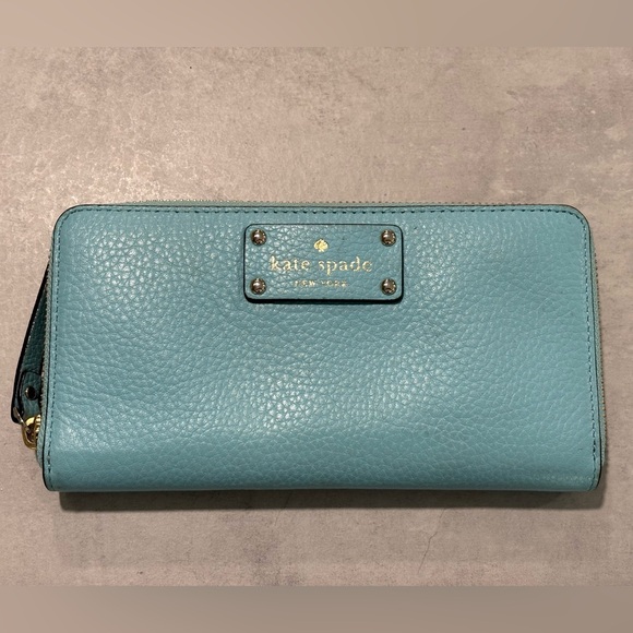 kate spade Handbags - Kate Spade Wellesley Neda Leather Zip Around Wallet in Robins Egg Blue/Tiffany
